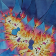 Fire Dance. Watercolour on Paper. 20x20" (c) Lianne Todd. $650.00, framed