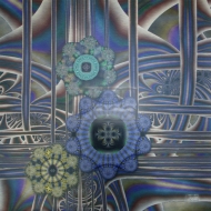 Pretty Cogs in the Big Machine. Fractal Digital Art printed on metal, single edition. 24x24". $450.00 Artist Lianne Todd.